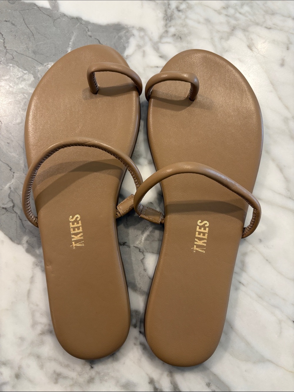 TKEES Tubular Lea Tan Minimalist Toe-Ring Sandals